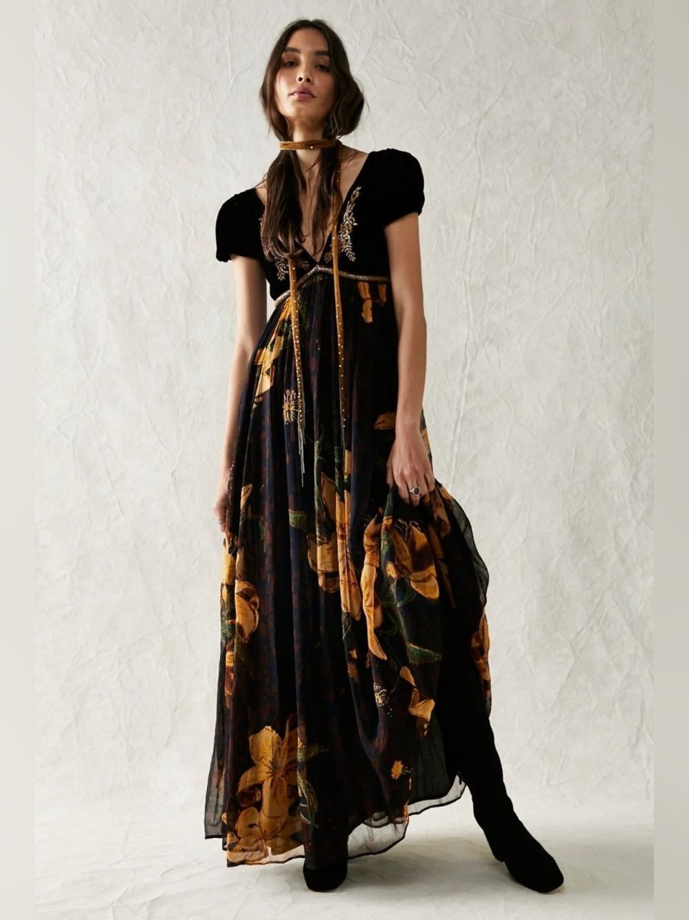 Free People Colette Maxi Dress Black Size 8